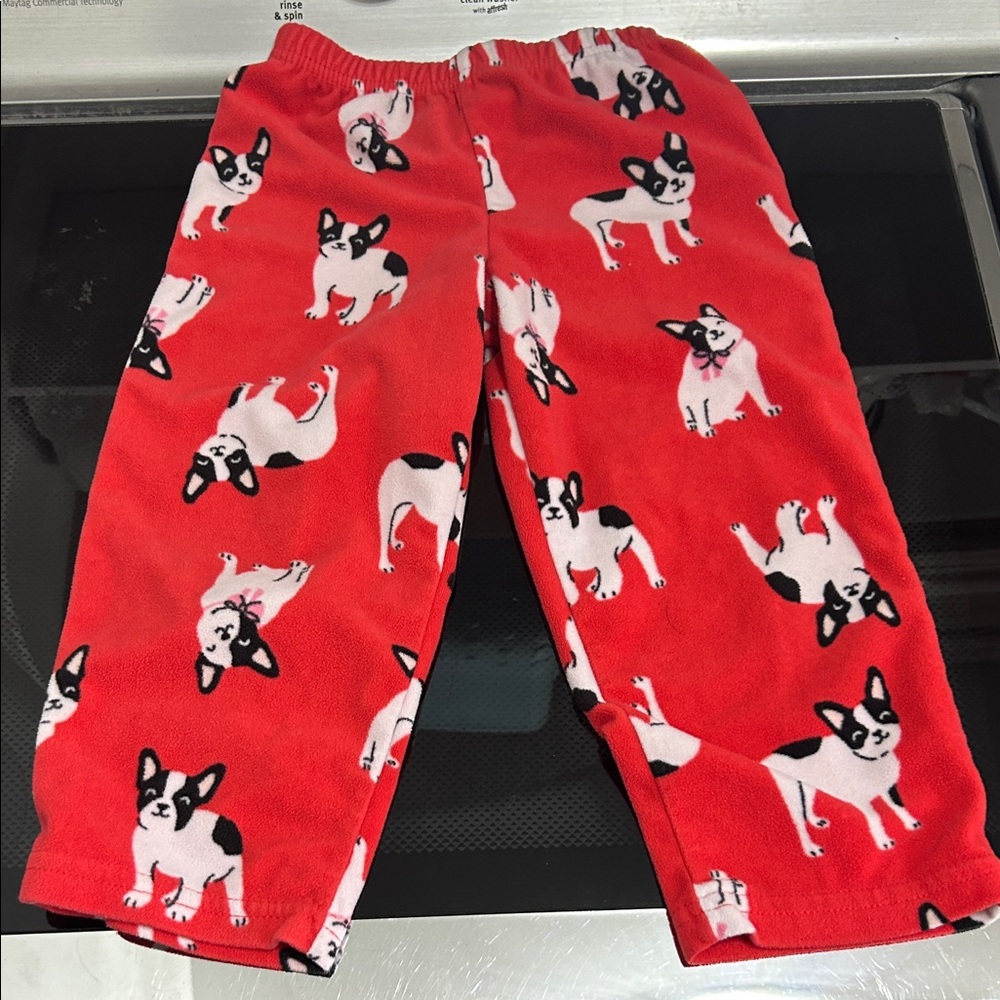 Girls 3T French bulldog fleece pajama bottoms pants warm winter cozy